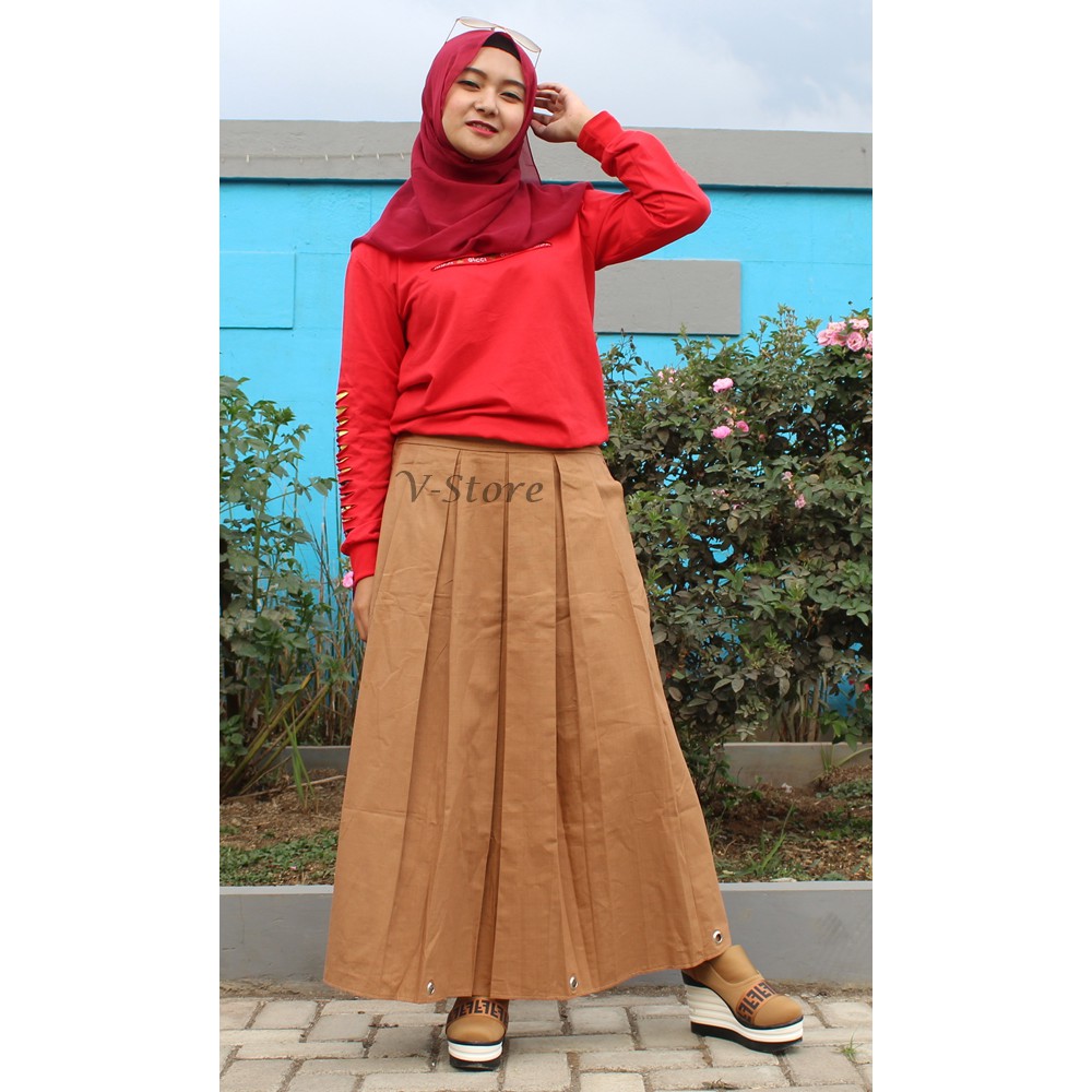 Rok Wanita Rok Ring Panjang Rok Rempel Numia Warna Mocca