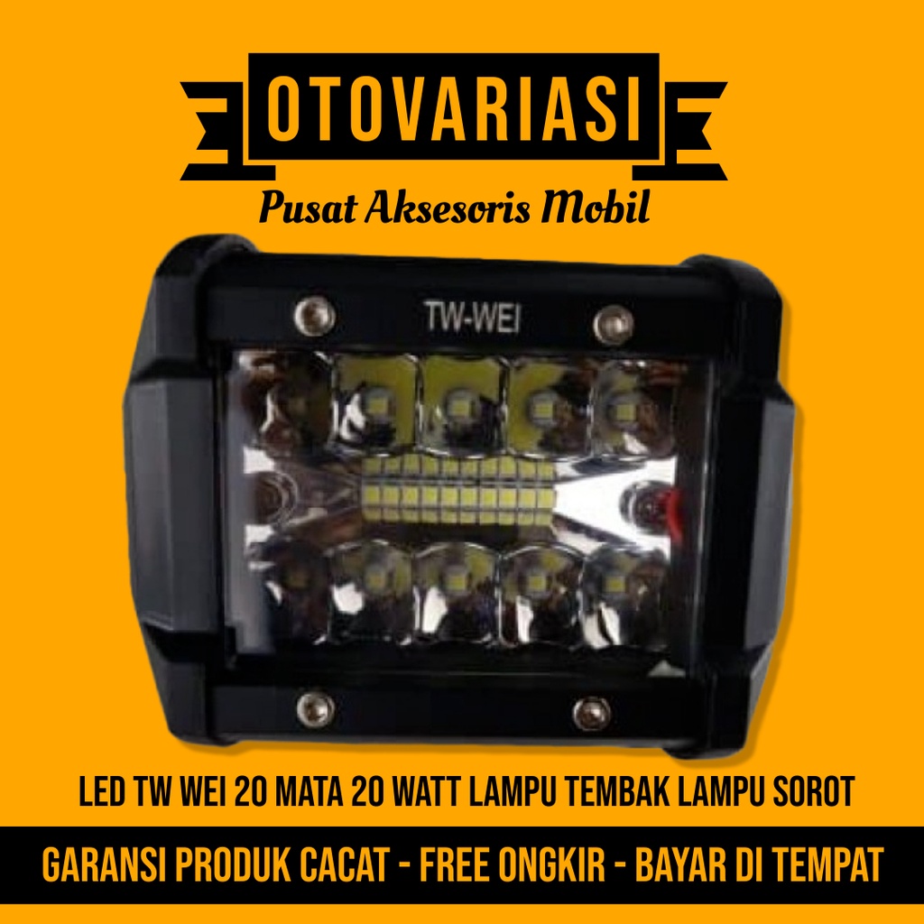 Lampu Tembak Sorot Kabut Work LED Mobil Motor Truk Truck 20 Mata 20 Watt 12-80 Volt