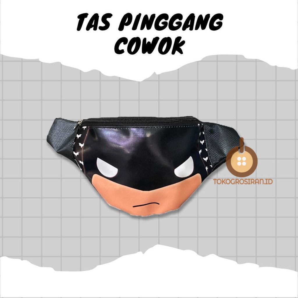 TAS PINGGANG ANAK MURAH SUPERHERO WARNA HITAM HULUK BATMEN BAMBEL BLACK PANTHER WAIST BAG ANAK MURAH