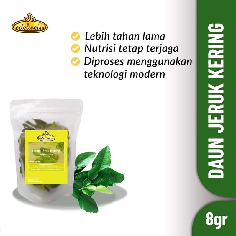 Edelweiss Daun Jeruk Kering Murni Refill Pack 8gr (Dried Lime Leaves)