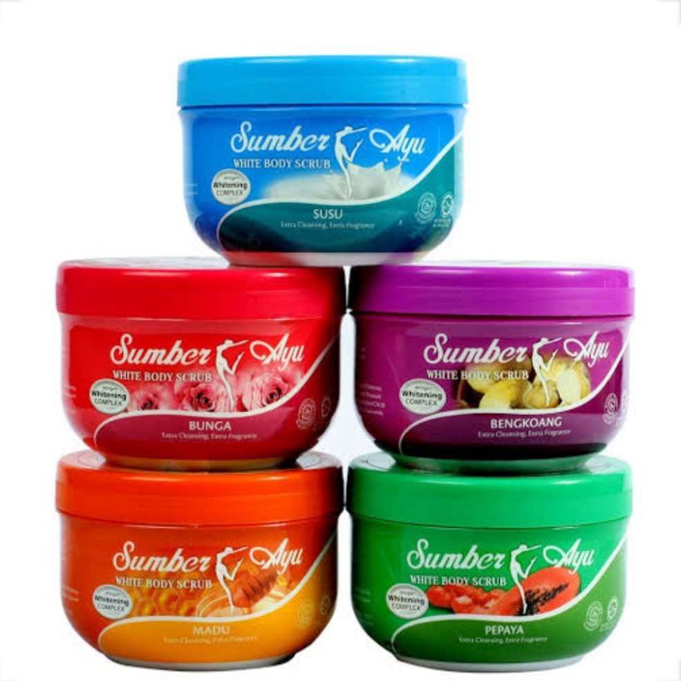 SUMBER AYU WHITE BODY SCRUB 250 Gram  LULUR Susu/Bengkoang/Pepaya