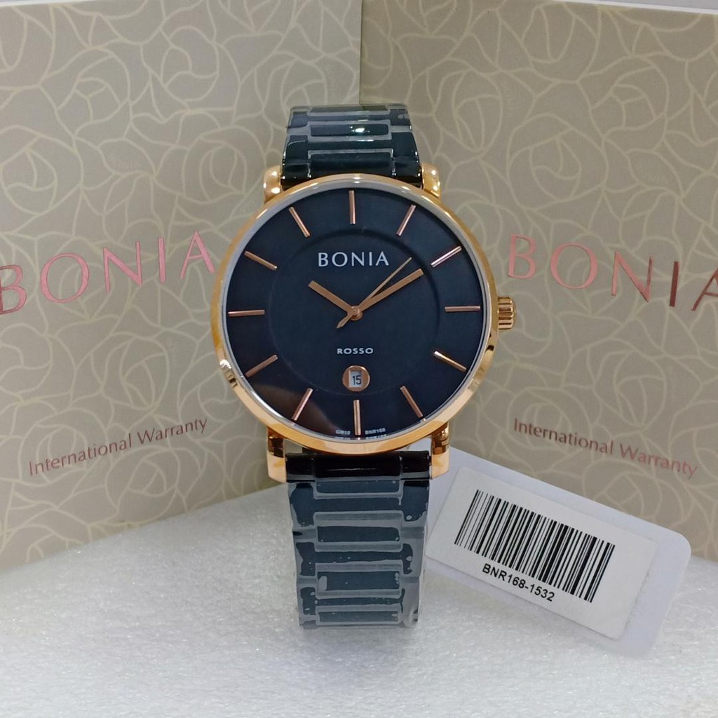 BONIA BNR168-1532 ROSSO BLACK ROSEGOLD PRIA ORIGINAL GARANSI 1TAHUN