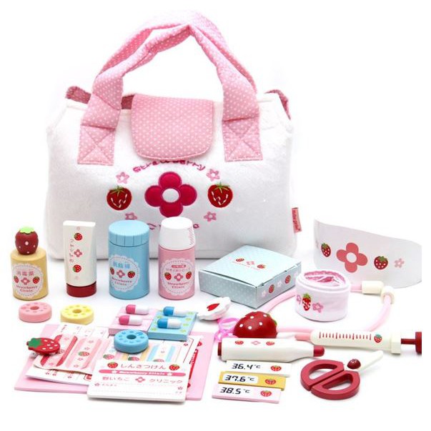 Mainan Anak Kayu / Mainan Anak Dokter / Strawberry Clinic Wooden Toys