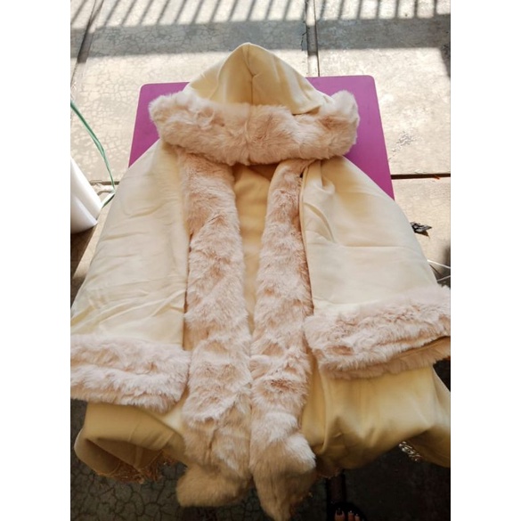 IMPORT VANILLA WOMAN WIINTER AUTUMN FUR CAPE PONCHO JAKET JUBAH WANITA MUSIM DINGIN KOREAN STYLE