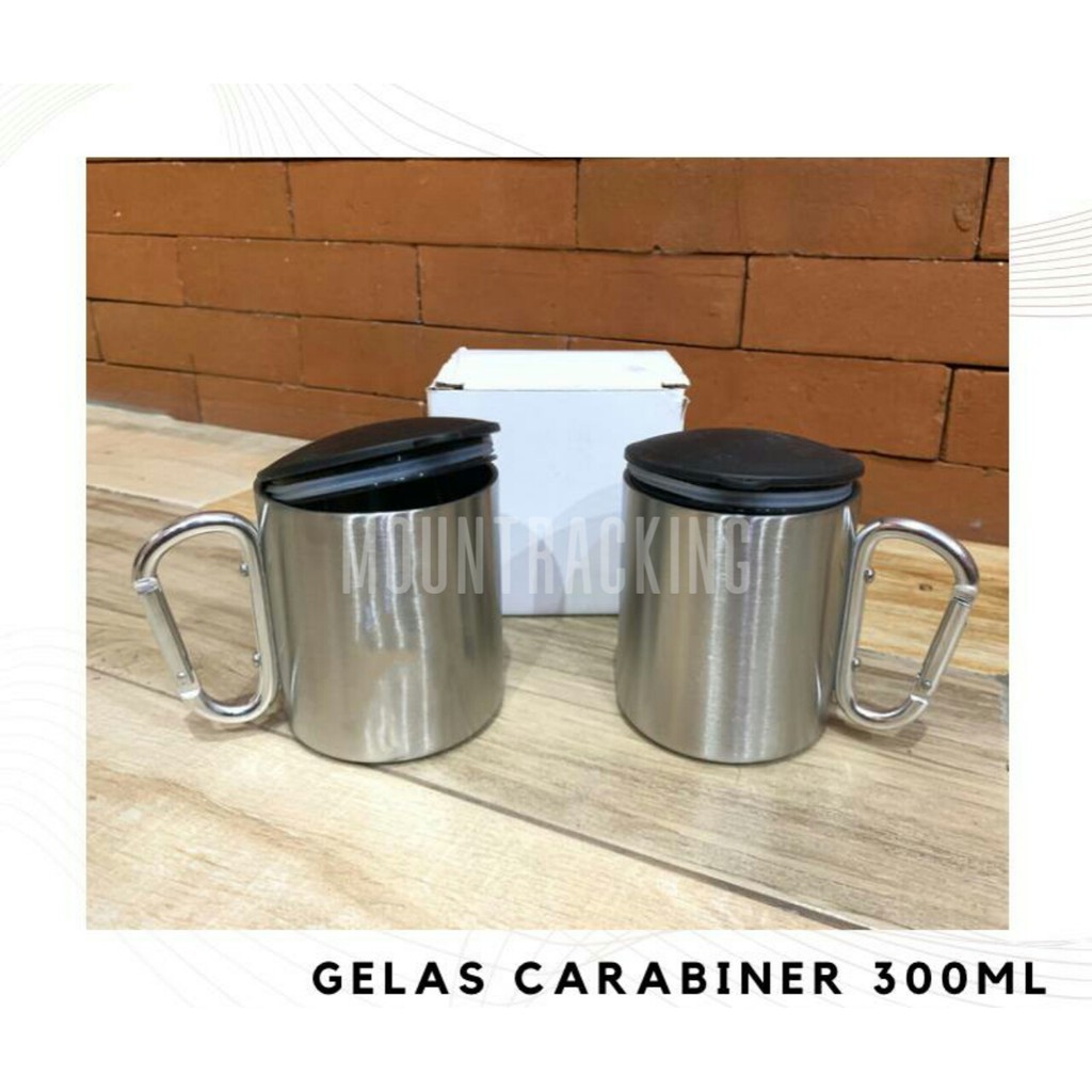 GELAS CARABINER STAINLESS STEEL GELAS CAMOPING GELAS GUNUNG GELAS TRAVELING ALAT MASAK UNIK