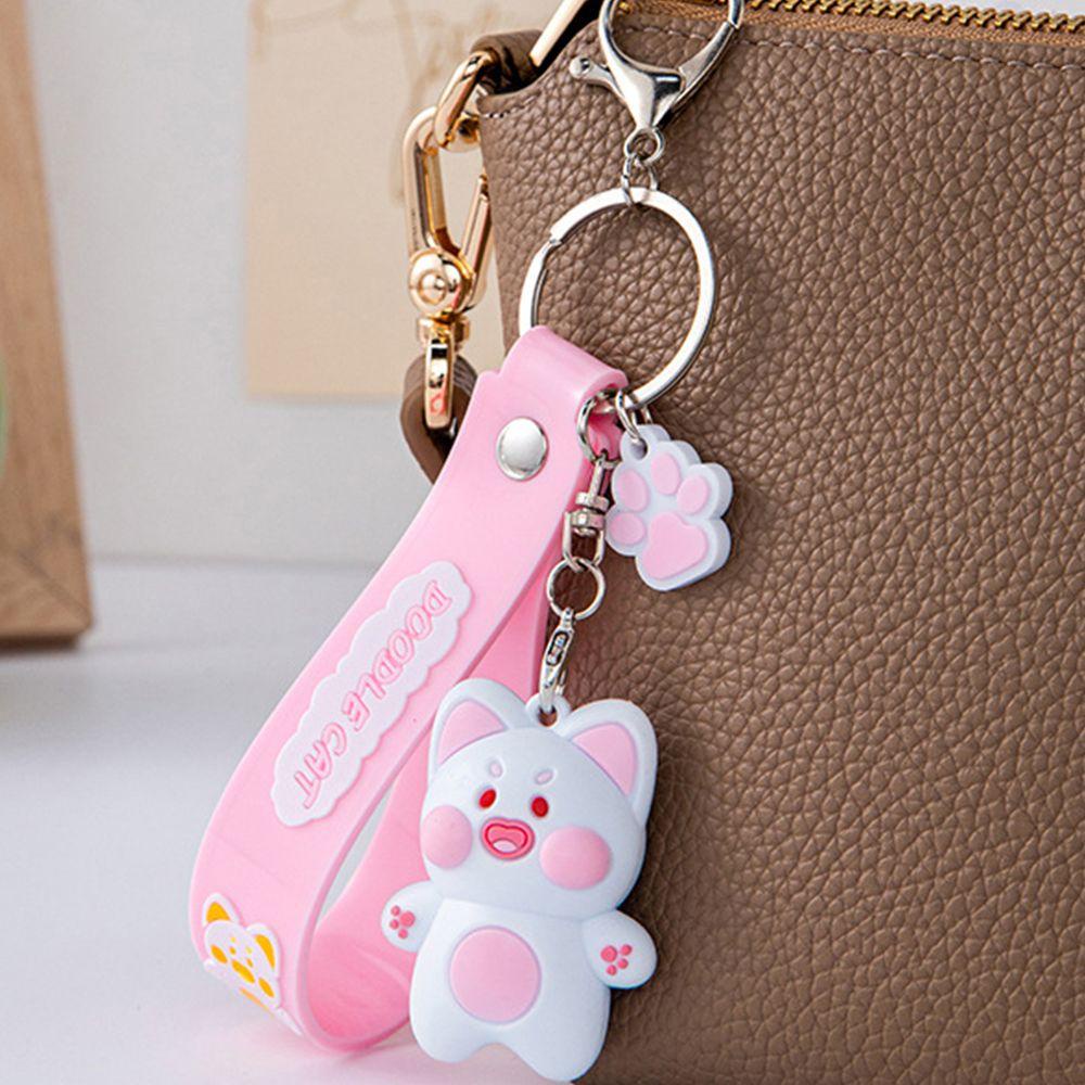 Needway Wanita Gantungan Kunci Lucu Kreatif Hadiah Pria DuDu Kucing Alloy Key Holder