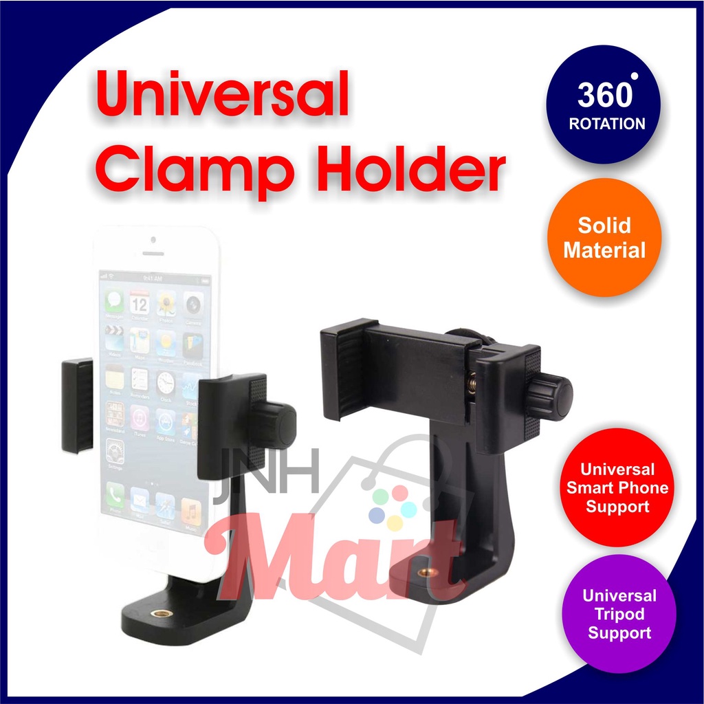 Holder HP Tripod Mount Bracket 360 Rotation Potrait Landscape Handphone Tongsis Monopod Dg Baut