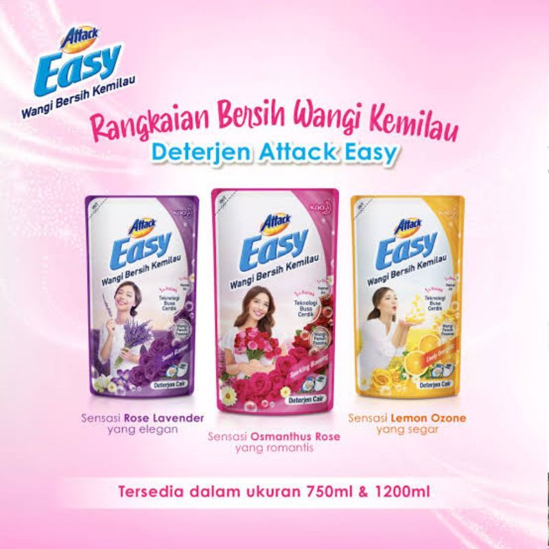 Easy Cair 750ml Attack Deterjen Cair Attack Easy  Detergent Cair 750 Ml Pouch
