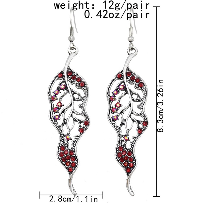 Anting Kait Gantung Desain Daunrumbai Hias Permata Warna Warni Gaya Bohemianetnik Untuk Wanita