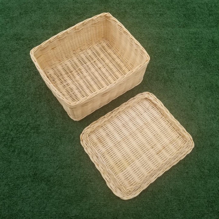 5 Kerajinan Tangan Rotan - Keranjang Kotak Serbaguna Tutup M 29x25x12cm