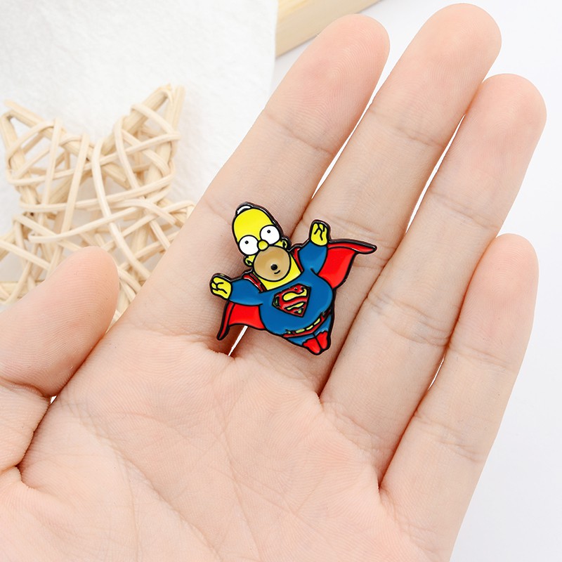 Bros Pin Enamel Desain Kartun Simpson Superman Untuk Kerah Pakaian