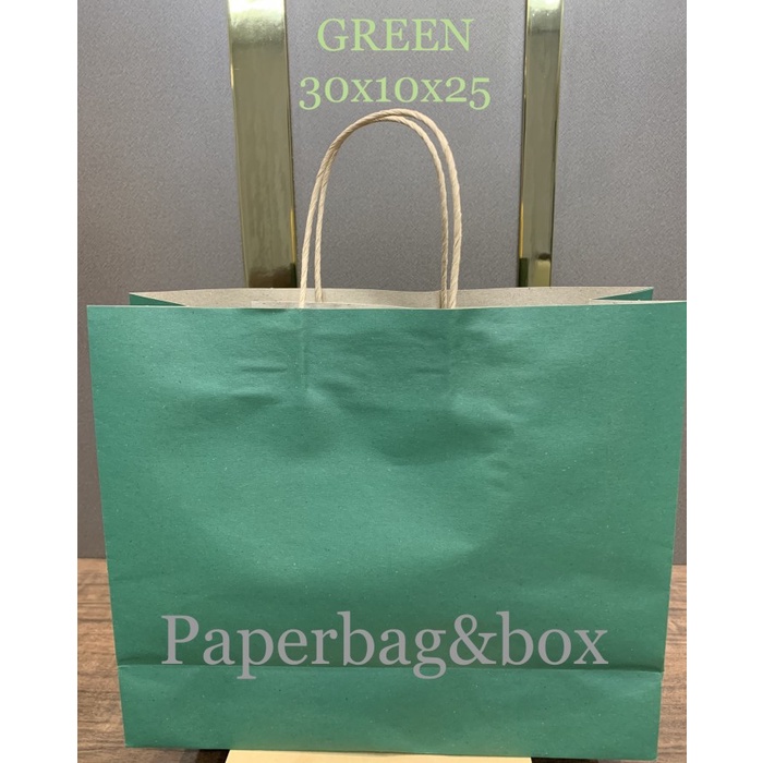 

NEW GREEN paper bag 30x10x25,tas kertas,paper bag warna, kantong kertas - Hijau