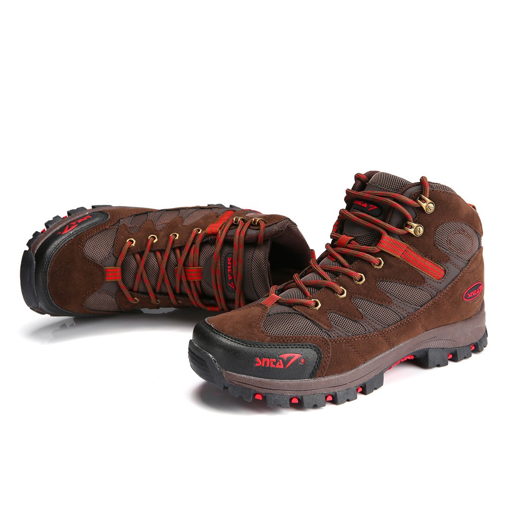 Sepatu Gunung SNTA 486 Brown Red Hiking Outdoor Semi Waterproof