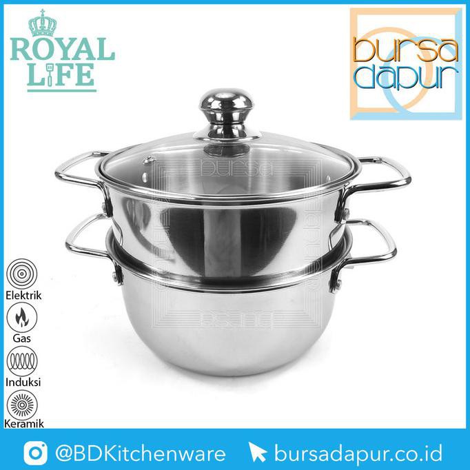 Royal Life Stainless Steamer Set 20 cm x 2 Susun / Kukusan Langseng - Stainless