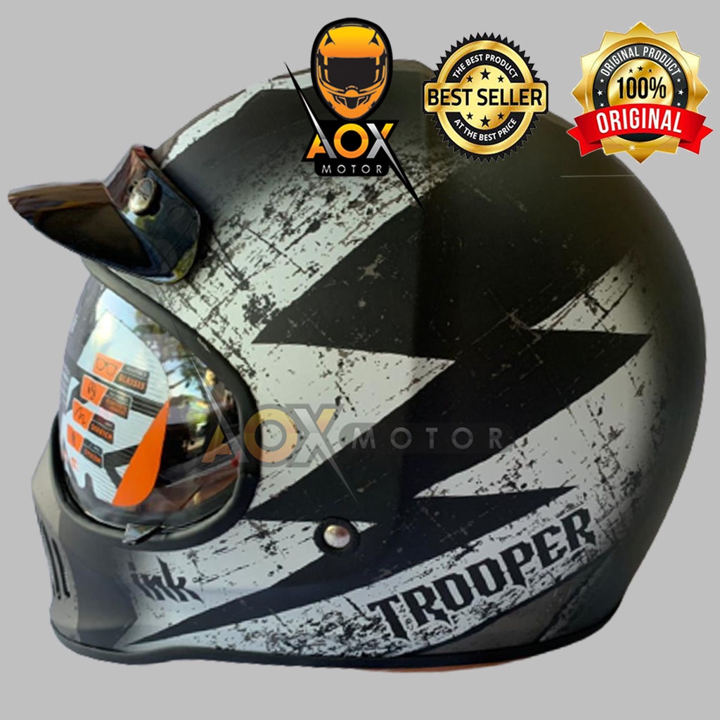 Helm INK TROOPER Motif Thunder ORIGINAL Fullface Retro Cakil (ongkir 2kg)