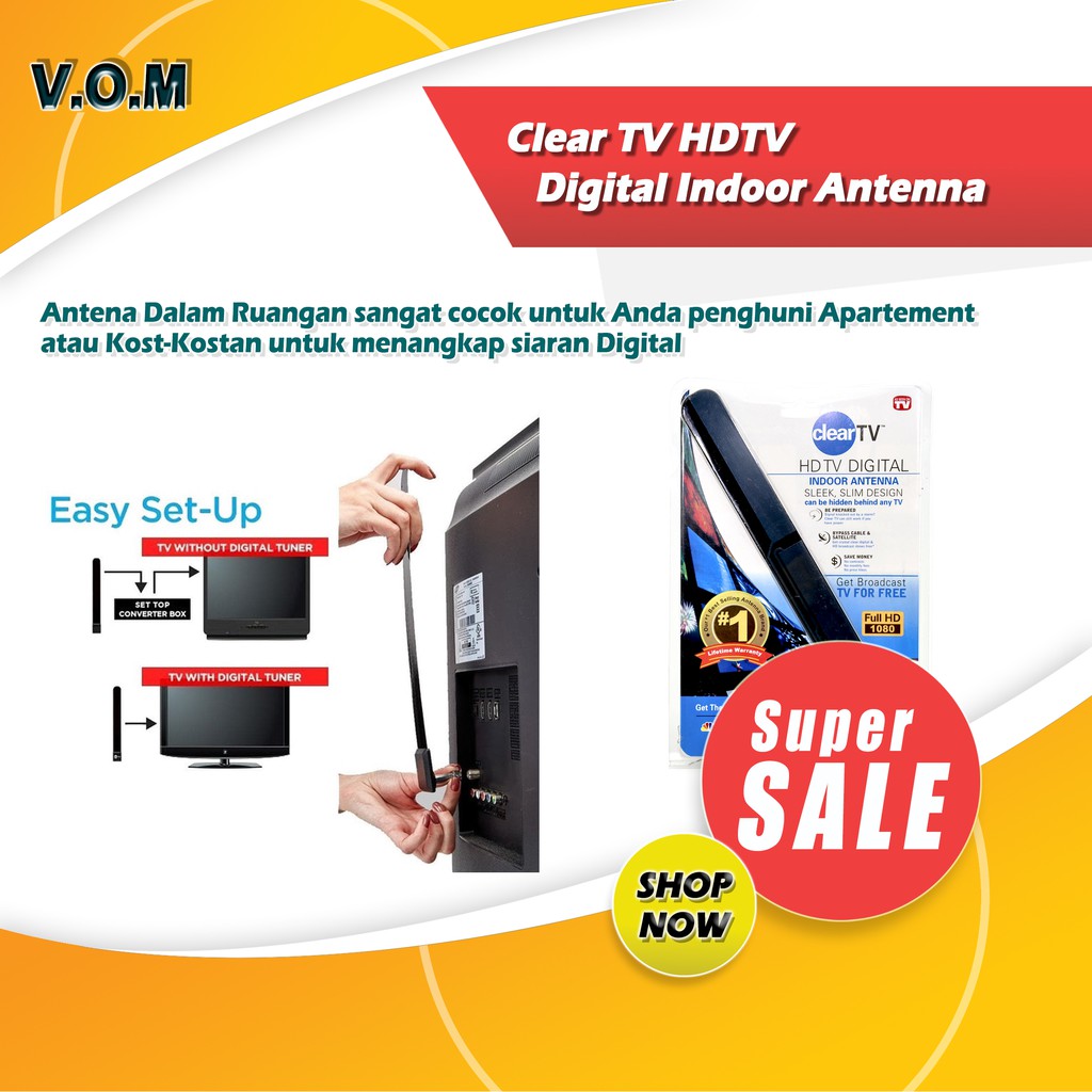 VOM-Clear TV Indoor Antena - Antena Dalam Ruangan