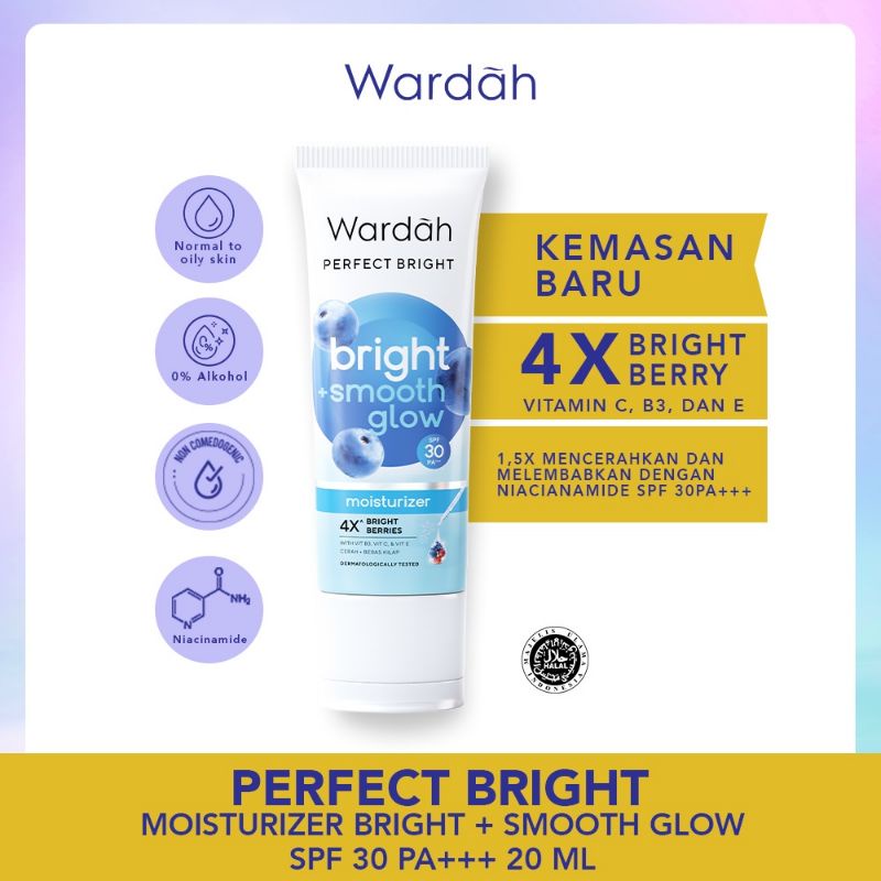 Wardah PERFECT BRIGHT Bright+Smooth Glow Moisturizer SPF 30 PA+++ 20ML