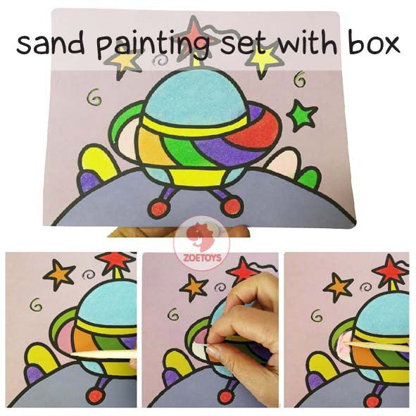 Zoetoys Sand Painting Set With Box | DIY Melukis Pasir  Menggambar Prakarya mewarnai | Mainan Edukasi Anak Cari kado Natal