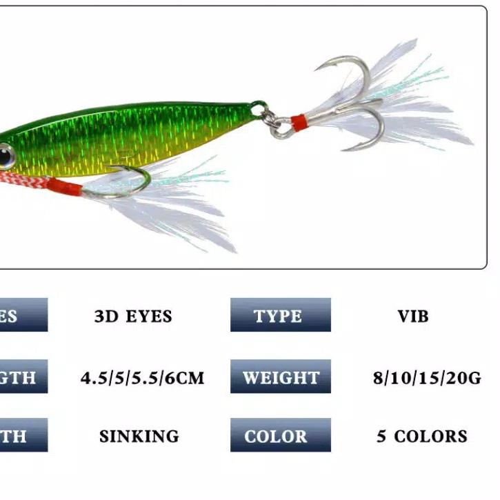 ☂ umpan casting umpan pancing metal jig berat 10g fishing lure berbulu umpan jiging laut Paling jitu