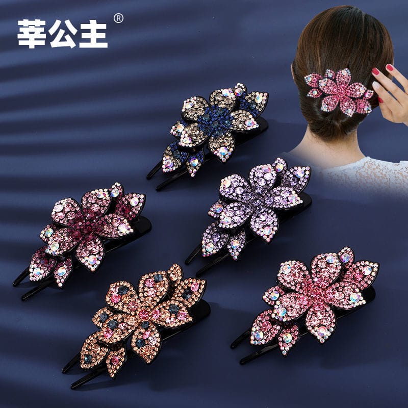 Jepit rambut korea besar sanggul elegan wanita premium full kristal original import motif baru