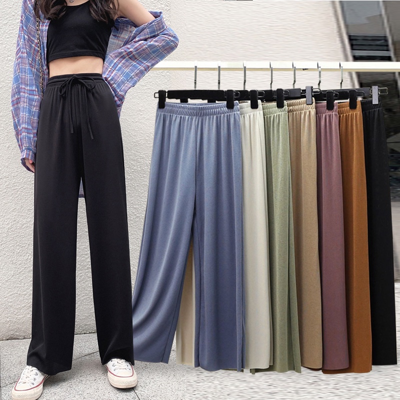 UNINICE Celana kasual wanita /model pinggang tinggi /potongan lurus longgar/CELANA KOREA/Celana Anti Kusut/Loose Pants Trousers Wanita/Celana Kantor Formal/celana training wanita/celana harian wanita/celana kantor wanita