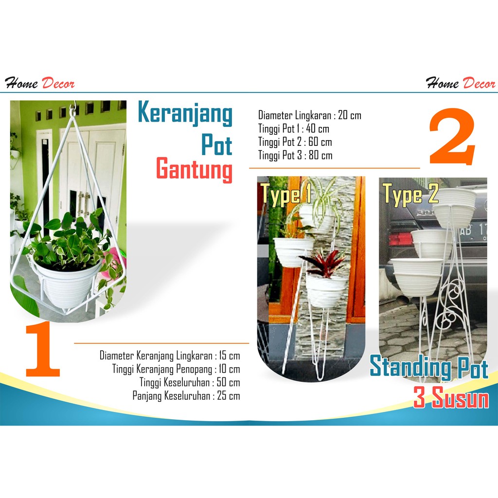 keranjang pot 1 & 2 / keranjang pot gantung / standing pot susun3