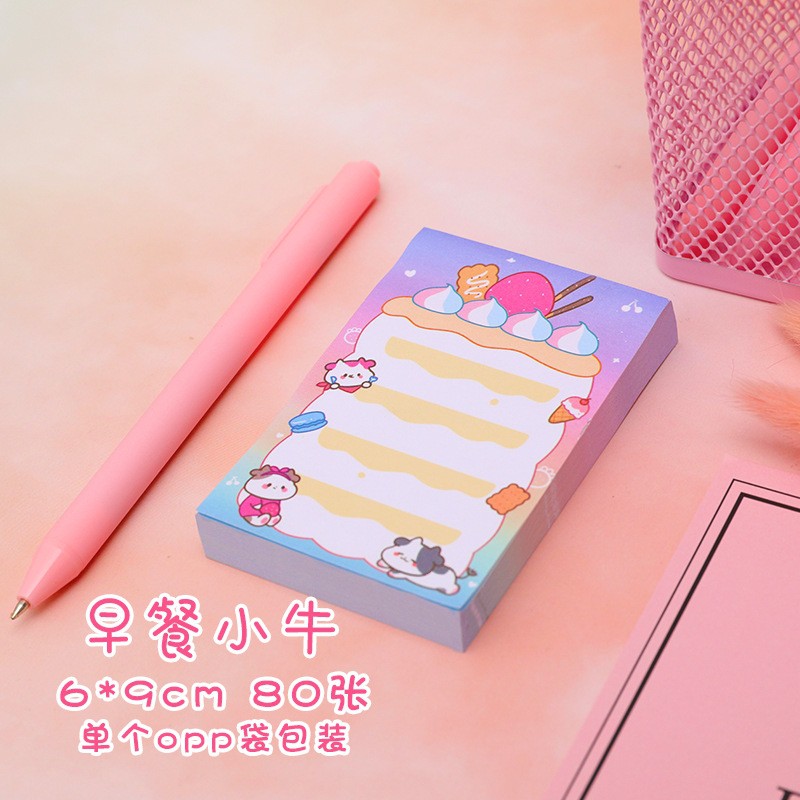 Sticky note memo pad sapi karakter hewan-Eclair ice cream