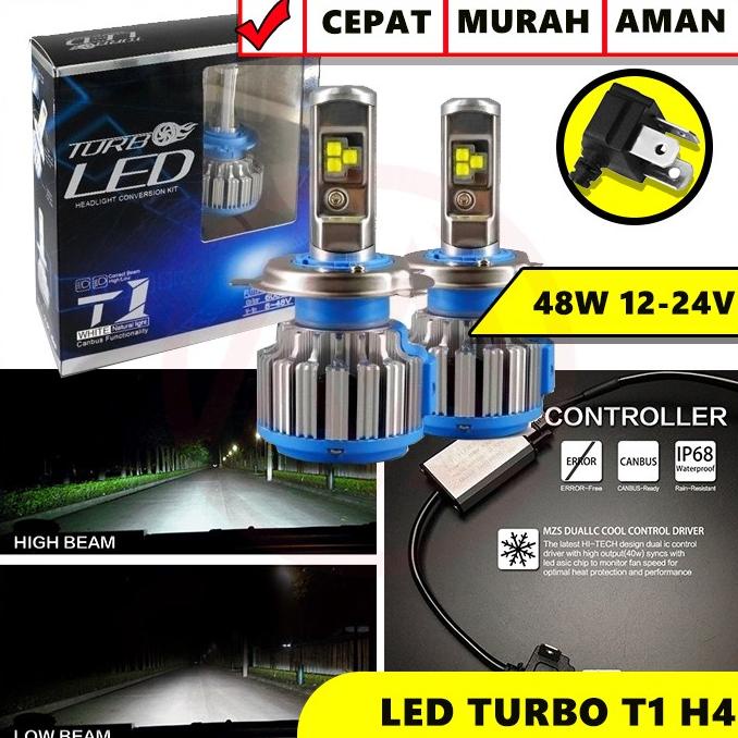 TURBO LED T1 H4 UNIVERSAL ISI 2PC HEADLIGHT TURBO T1