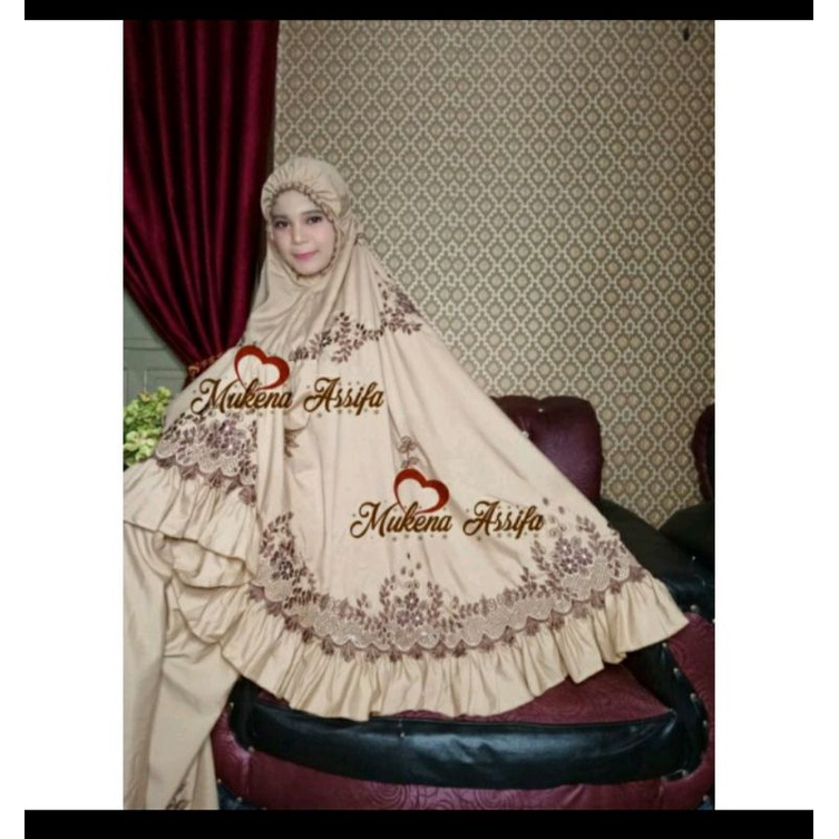 Mukena bordir padang rimpel joadda coklat po jumbo by mukena assifa