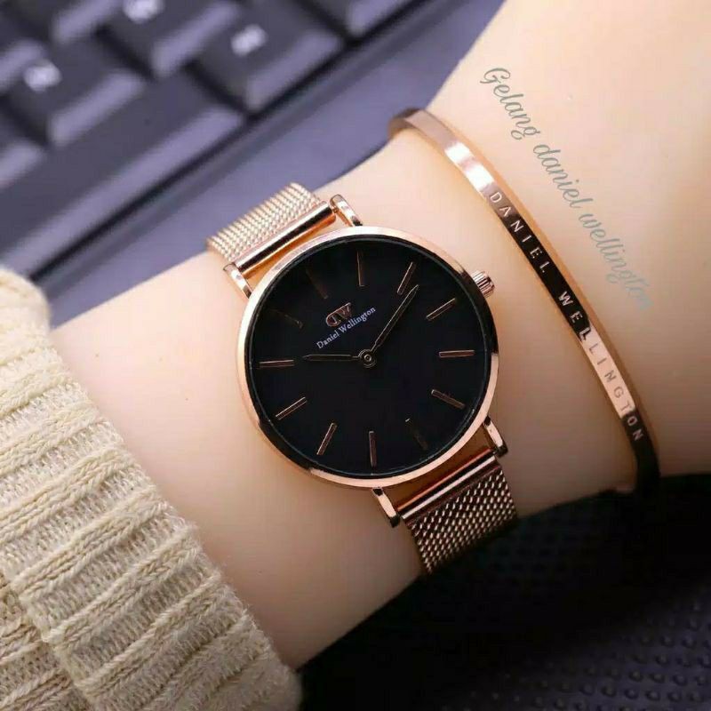 JAM TANGAN WANITA TERLARIS WD/DW RANTAI PASIR STEINLESS FREE GELANG PREMIUM