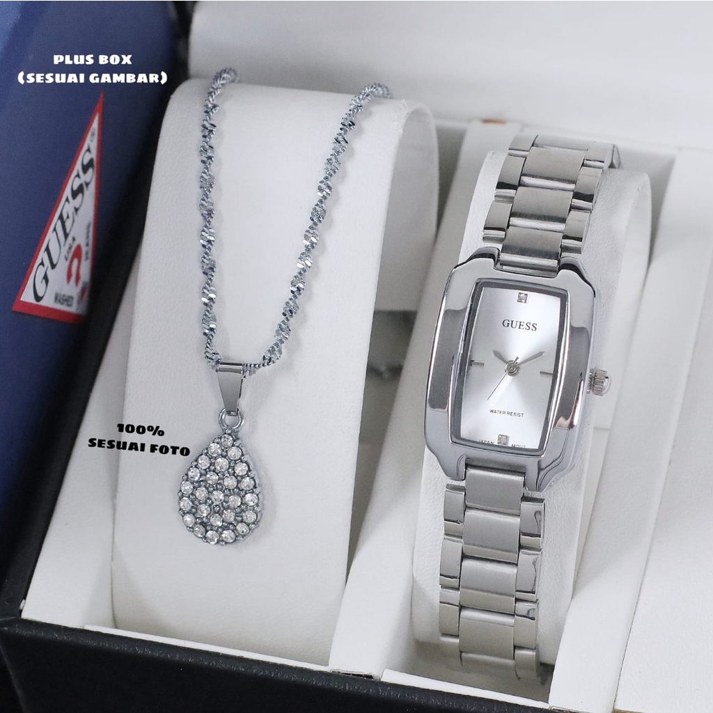 Jam Tangan Wanita S8959L Tali Rantai Free Box Exclusive Kalung &amp; Baterai