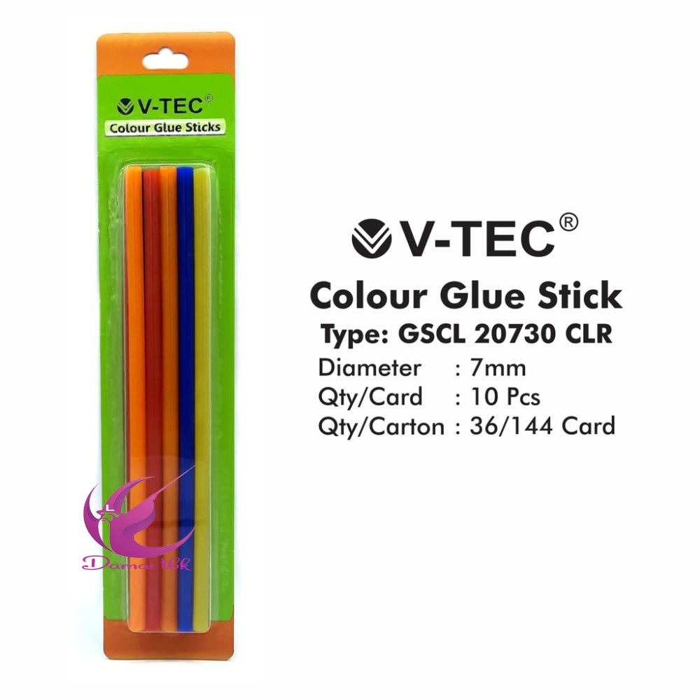 

Lem Tembak Warna 1 pak isi 10pcs Lem Bakar Kecil V-Tec GLUE STICK TYPE GSCL 20730 CLR
