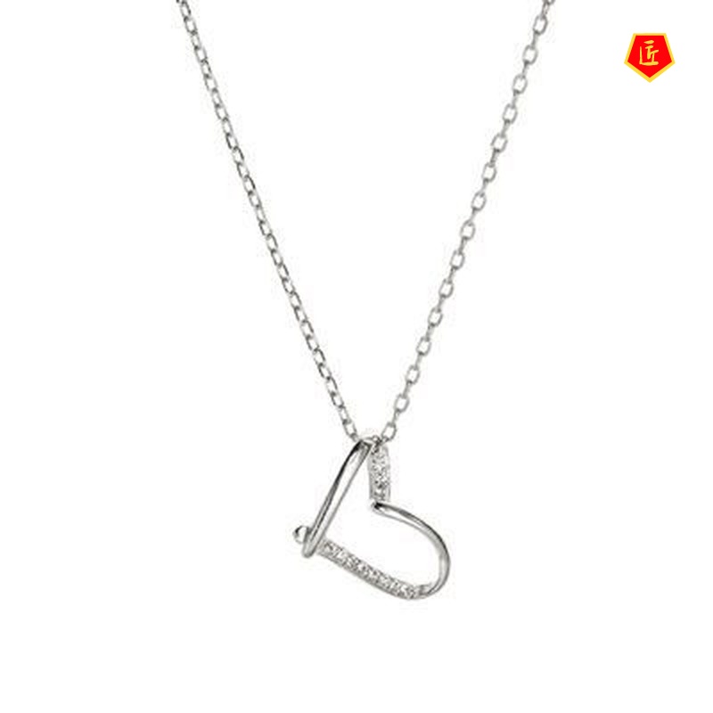 [Ready Stock]Heart-Shaped Necklace Female Silver Simple Exquisite Refined Grace