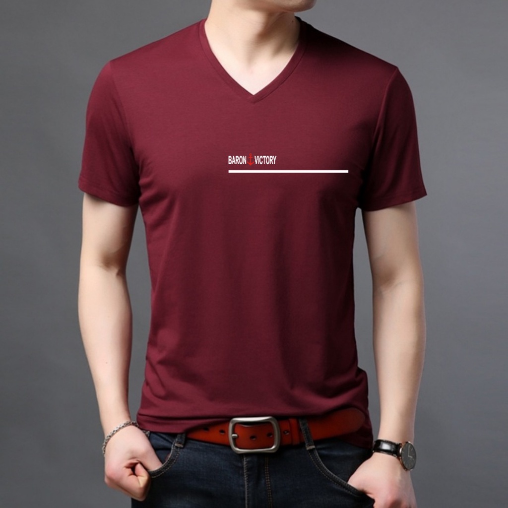 9SEVEN-Baju kaos V-neck  BV / kaos atasan vneck / baju kaos spandex kerah V terkeren