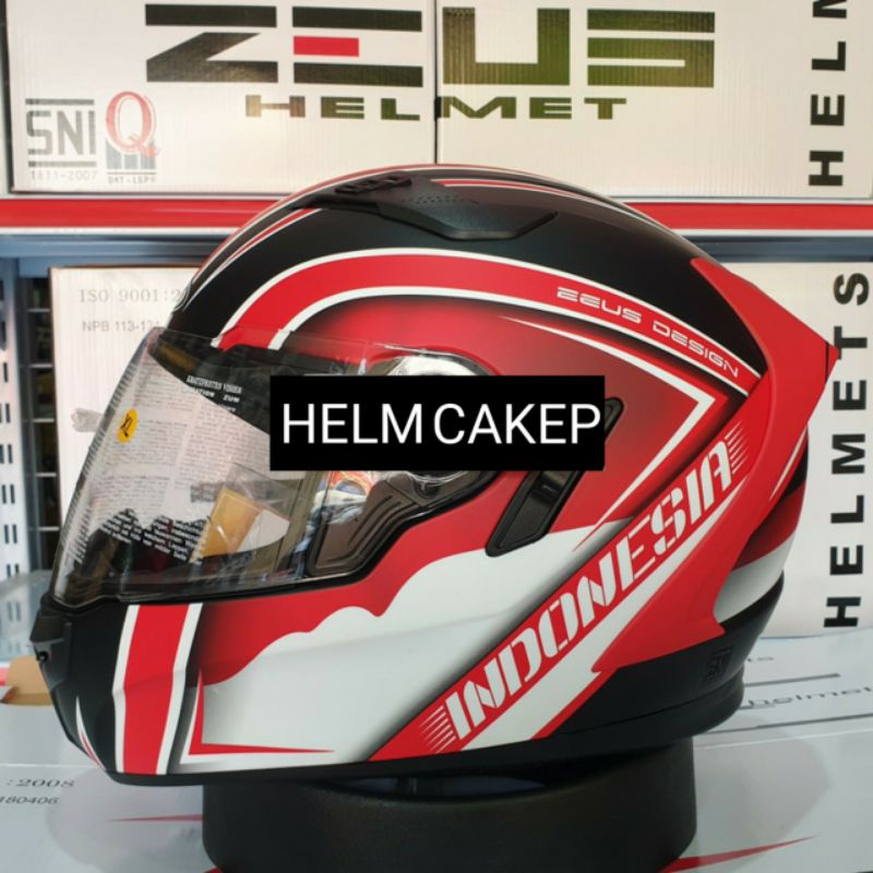 HELM ZEUS FULL FACE ZEUS ZS813 MBLACK/AN16 RED  ZS 813