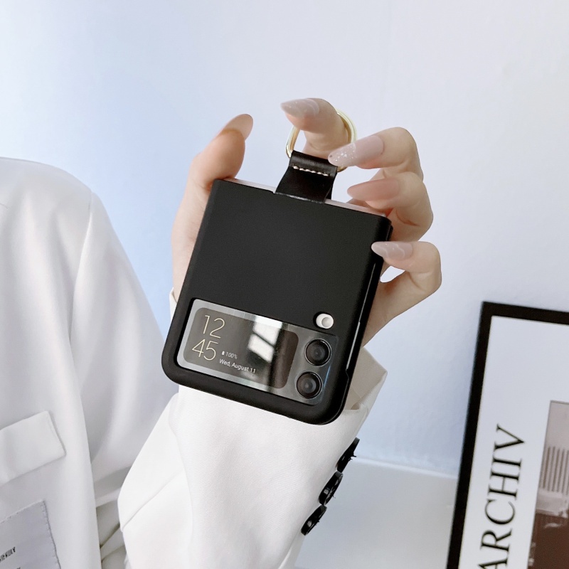 casing flip case samsung galaxy z flip 3 4 bahan pc shockproof dengan ring holder