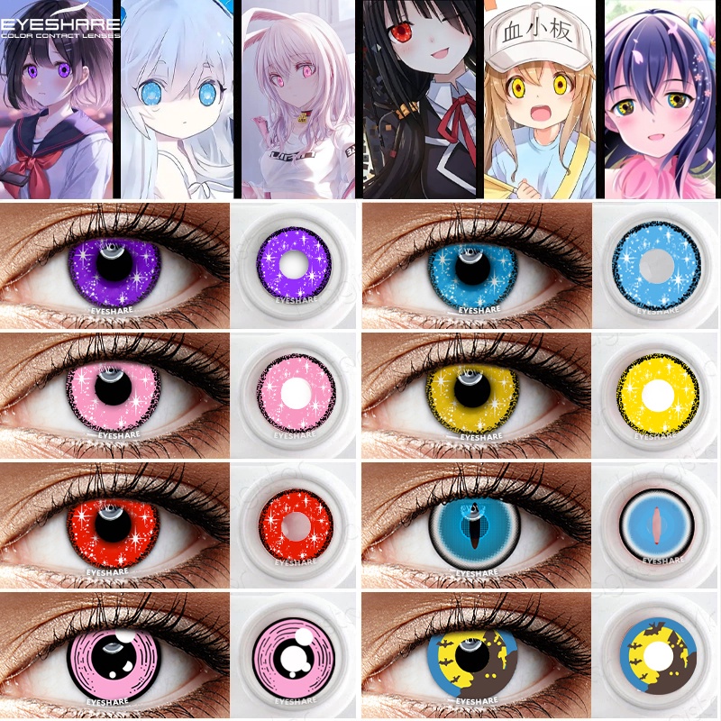 soflen model terbaru 2023 Softlens EYESHARE 14.5mm NORMAL Softlens Anime Fashion Kartun Naruto Shizuku Halloween Import Premium Big Eyes/Karnaval Soflens Crazy Kosplay - Gratis Lenscase