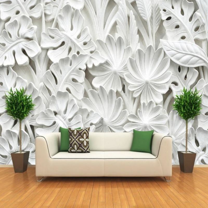 Wallpaper 3D Custom Motif Abstrak Geometri Putih