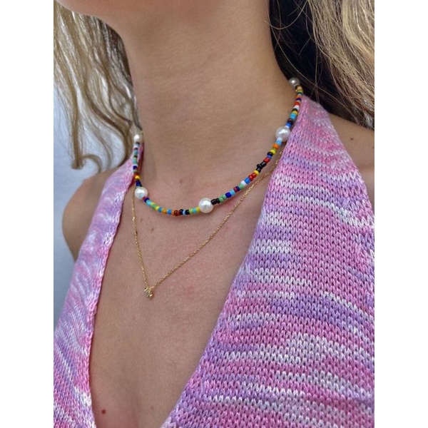 Indira Bohemian Beads Pearl Ethnic Necklace Kalung Mutiara Beads Boho Style Etnik