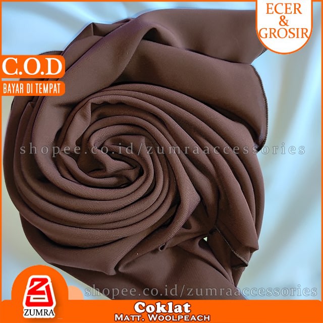 PROMO!!! Jilbab Syari Jumbo Segiempat Woolpeach Square 150 x 150 cm by zumra-Coklat