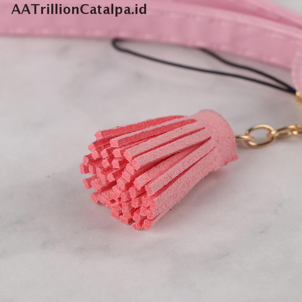 (AATrillionCatalpa) Tali Lanyard Motif Hati Aksen Rumbai Untuk Gantungan Kunci / Handphone