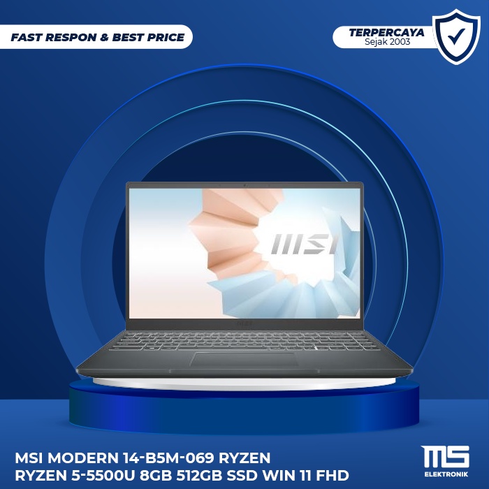 MSI MODERN 14-B5M-069 RYZEN RYZEN 5-5500U 8GB 512GB SSD WIN 11 FHD