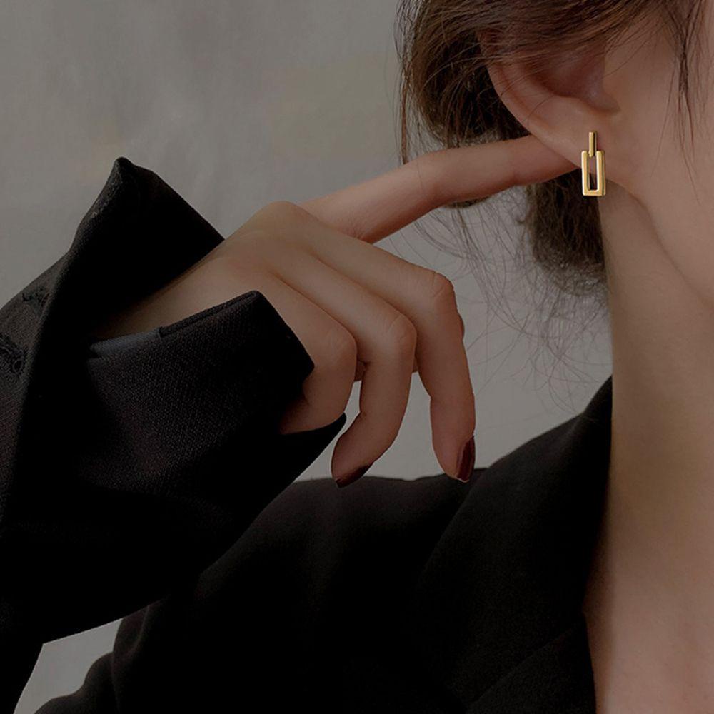 Mxbeauty Wanita Stud Earrings Vintage Ins Persegi Panjang Geometris Temperamen Drop Earrings