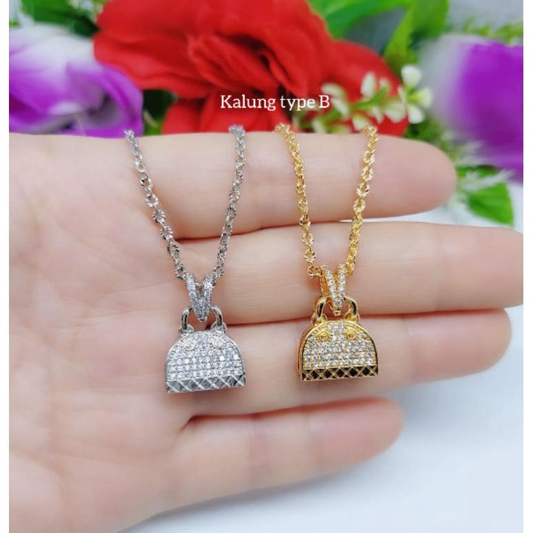 Set Kalung+Liontin Tas Xuping Permata Lapis emas 18k A.B 5511