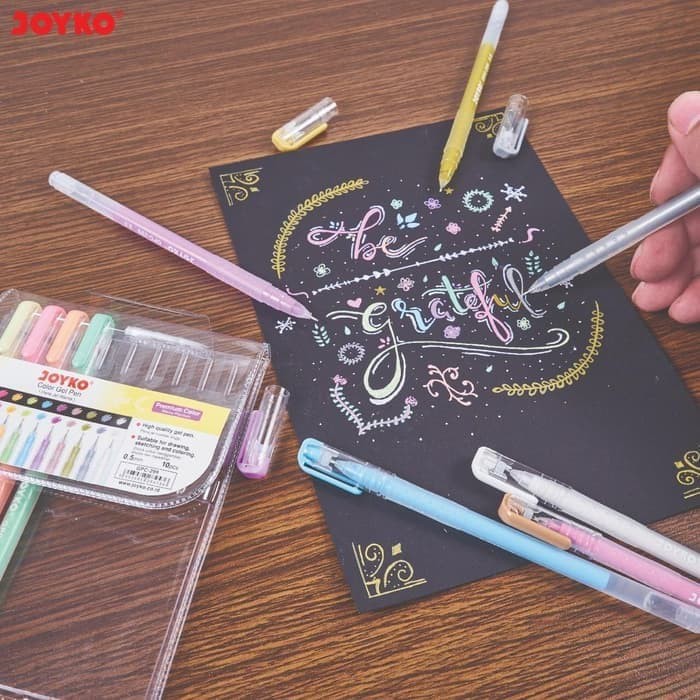 

NEW SALE PULPEN PREMIUM COLOR GEL PEN 10 WARNA JOYKO GPC-299 SILVER GOLD WHITE