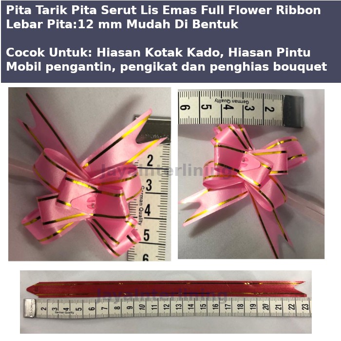 Pita Serut Pita Tarik Bunga List Emas Pull Flower Ribbon