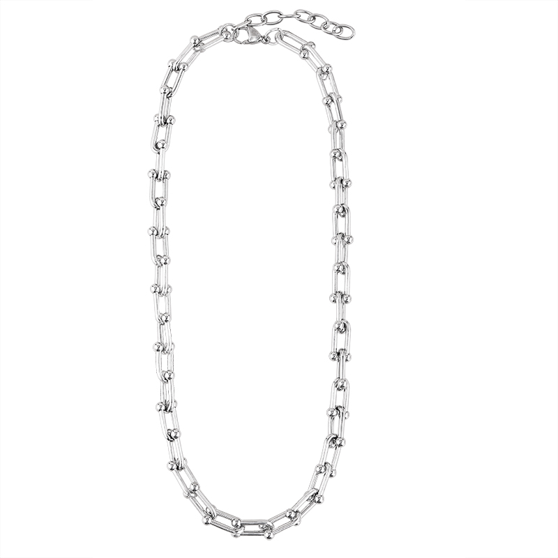 Kalung Rantai Klavikula Bentuk U Bahan Titanium Steel