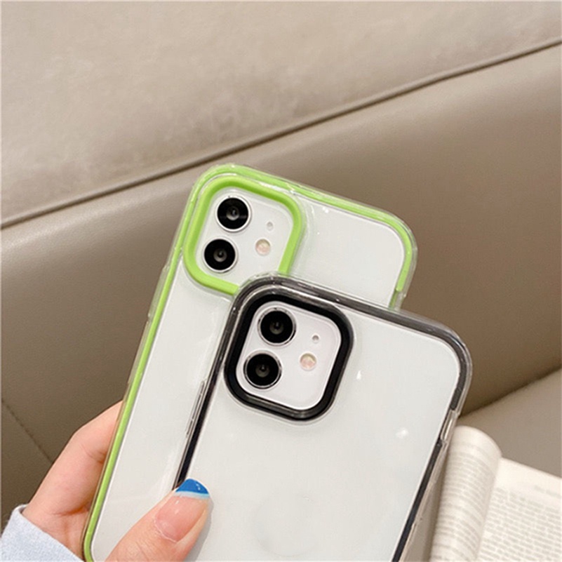 Soft Case Silikon Tpu Transparan 3 In 1 Warna Pelangi Compatible for Iphone 13 12 11 Pro Max Se2020 X Xr Xs Max 7 8 Plus 7plus 8plus SE 2020 Simple Personality Rainbow Color Transparent TPU Soft Silicone Anti-drop Phone Case Back Cover