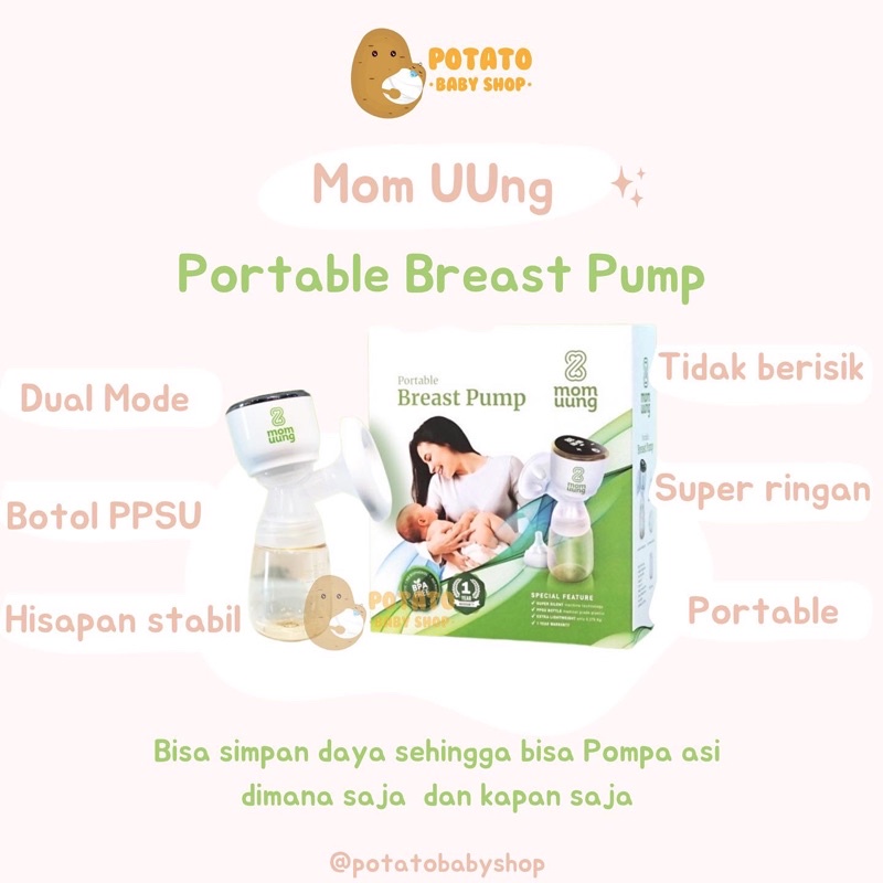 Mom Uung Portable Breast Pump - Pompa Asi Electrik Portabel