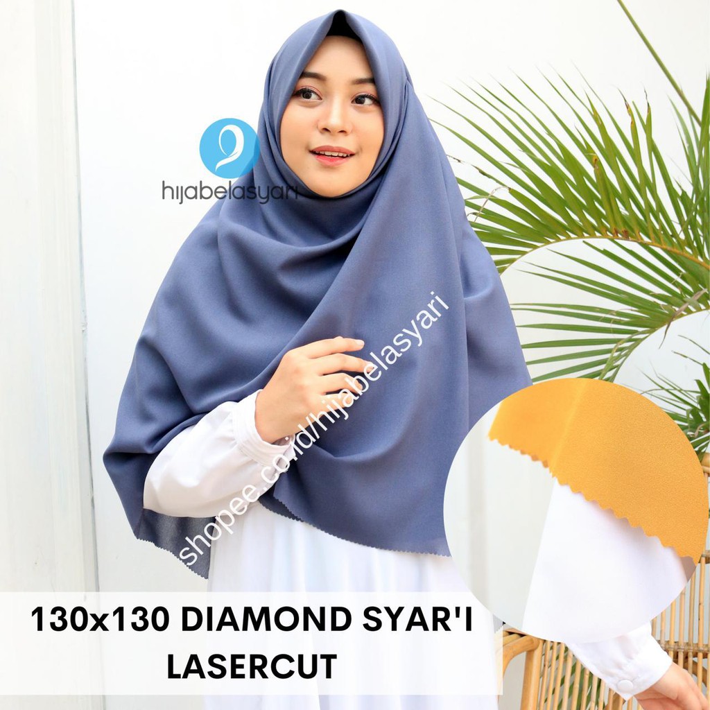kerudung segi empat 130x130 Hijab Segiempat Syari lasercut DIAMOND CREPE SYARI LC by Azara jumbo